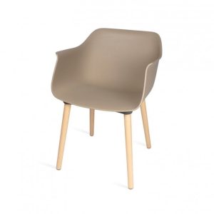 Shape Wooden Leg Armchair
