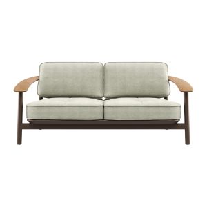 Twins Teak Upholstered 2 Seater Sofa